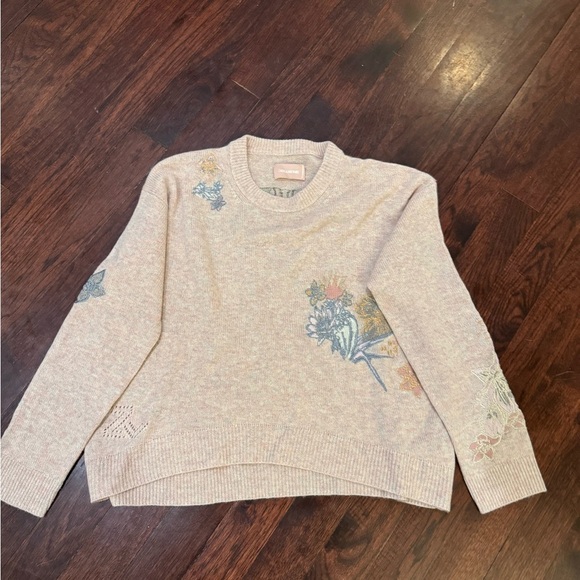 Zadig & Voltaire Markus Concert Embroidered Cashmere Crewneck Sweater size large - Picture 3 of 6